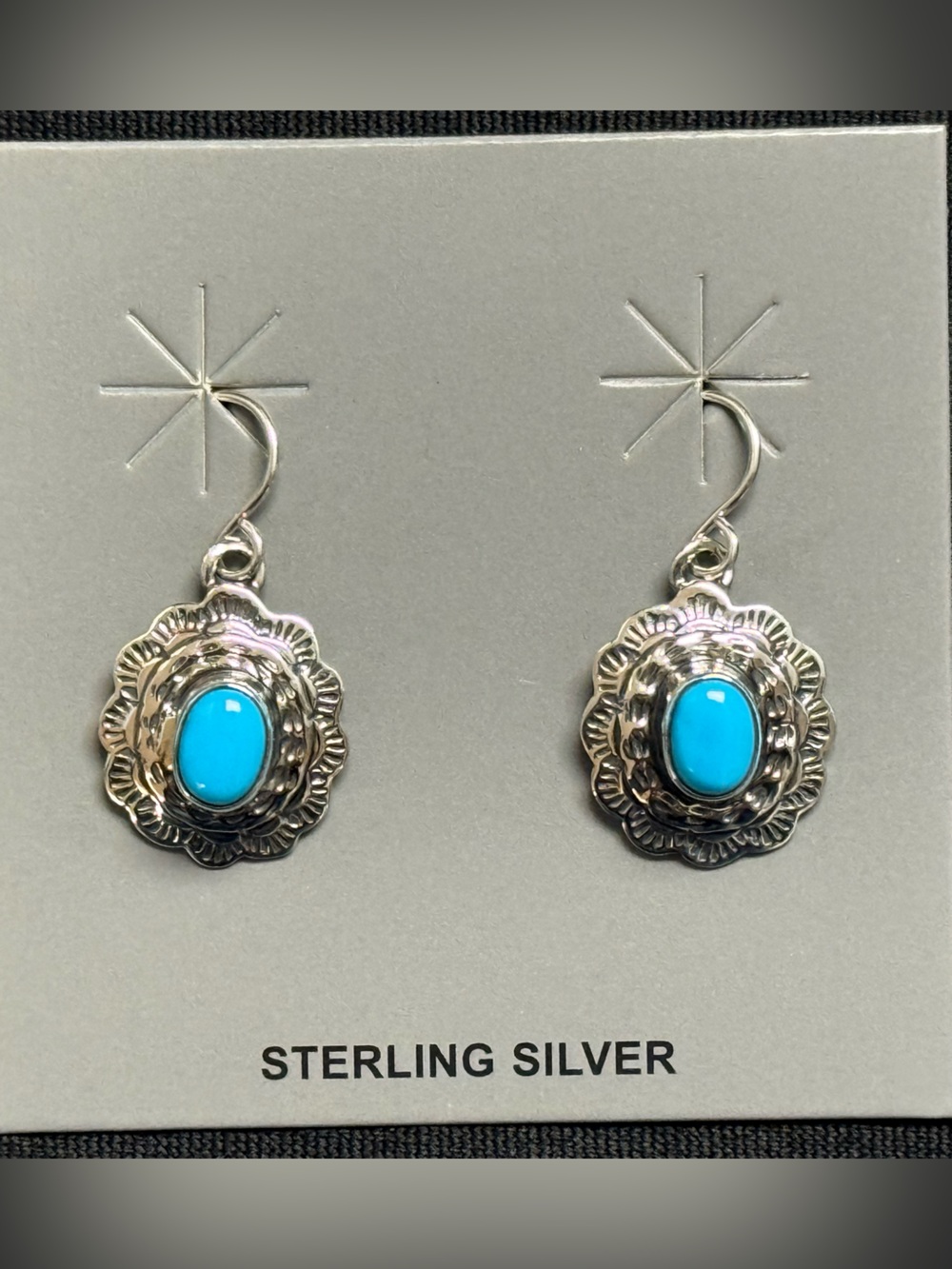 Sterling Silver Sleeping Beauty Turquoise Drop Earrings - Blue